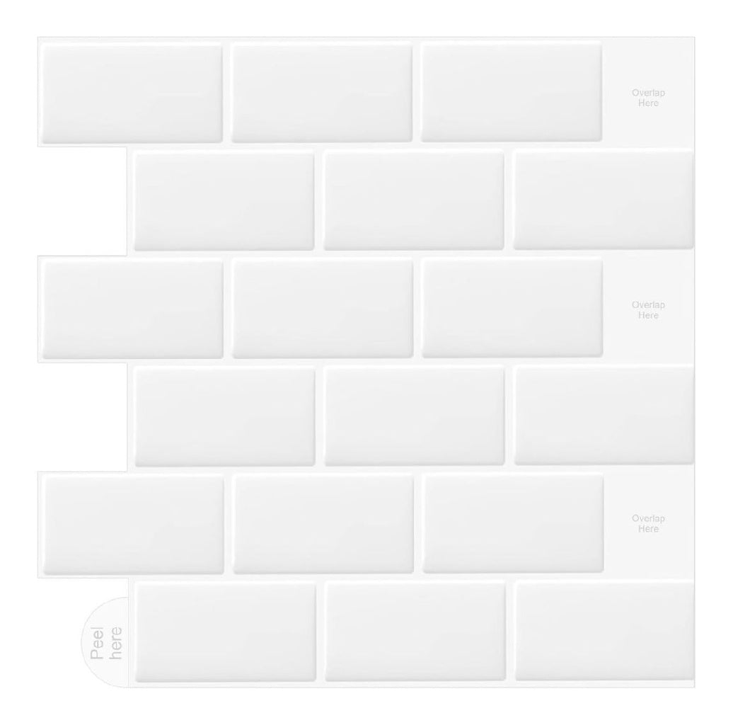 Pcs 10 Blanc Sticker Carrelage Adhesif Mural 3d Cuisine Salle du Bain Carreaux de Métro à Coller pour Cuisine et salle du bain 305 x 305 cm