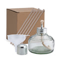 Brûleur à alcool en verre – Brûleur du chimie Chauffage Portable Bouteille Chauffante possédant Bouchon en Métal 150 ml avec 5 Mèches de Remplacement ainsi que Entonnoir