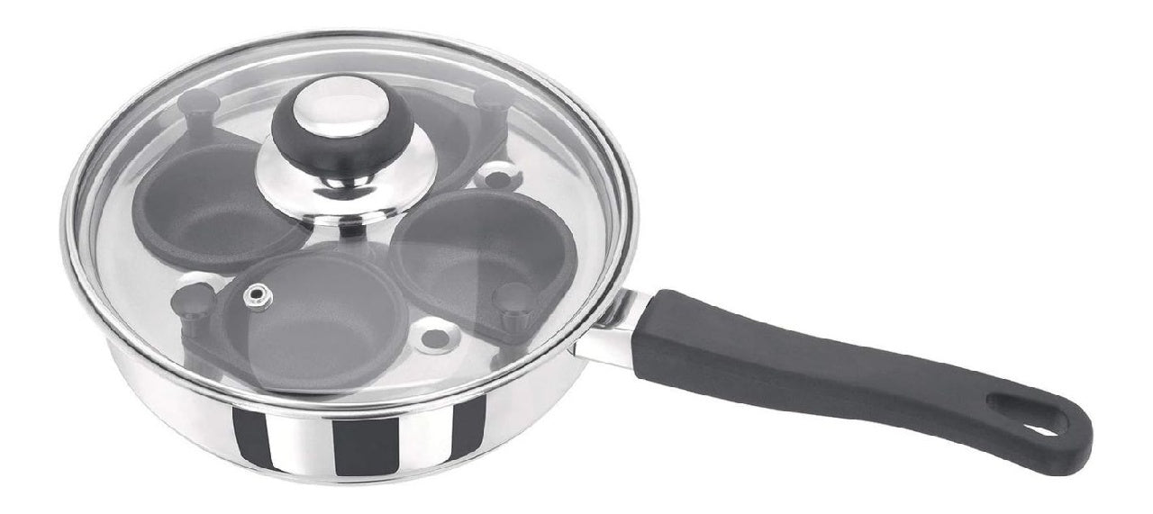 Judge Poêle Essentials pocheuse à œufs en inox HP86 couvercle en verre avec trou vapeur/manche thermorésistant garantie 10 ans 20 cm 4 godets