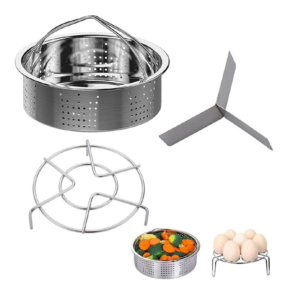 Ensemble Vapeur Supports 3 Pièces Accessoires Autocuiseur Comprenant Panier Vapeur Acier Inoxydable Support de Refroidissement Support Vapeur Diviseur pour Cuisine Catering Accessoires
