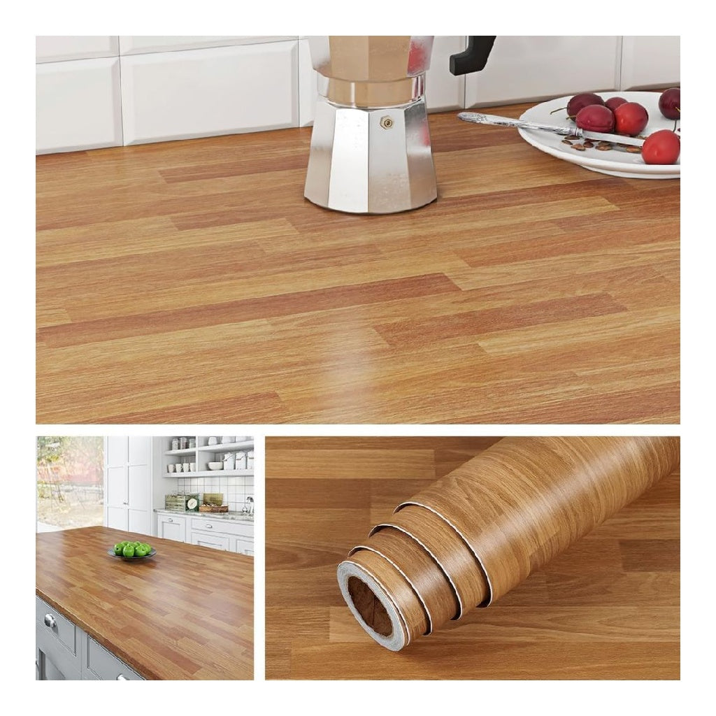 Revêtement Plan Livelynine de Travail Adhésif Bois Clair 90CMx500CM Lavable Credence Adhesive destiné à Cuisine Effet Bois Rouleau Adhesif pour Meuble Armoire Table Bureau Adhesif Plan de Travail Cuisine
