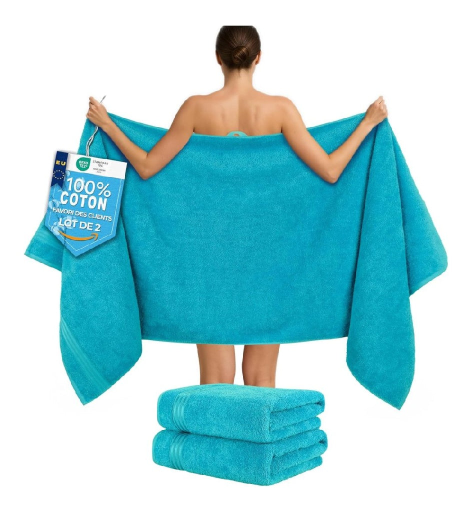 du Serviettes Hammetex Sauna Lot de 2 80x200 cm Serviette de Douche XL Certifié OEKOTEX extra grand délié et absorbant avec boucle serviette du sauna de bain pour sauna salle de bain