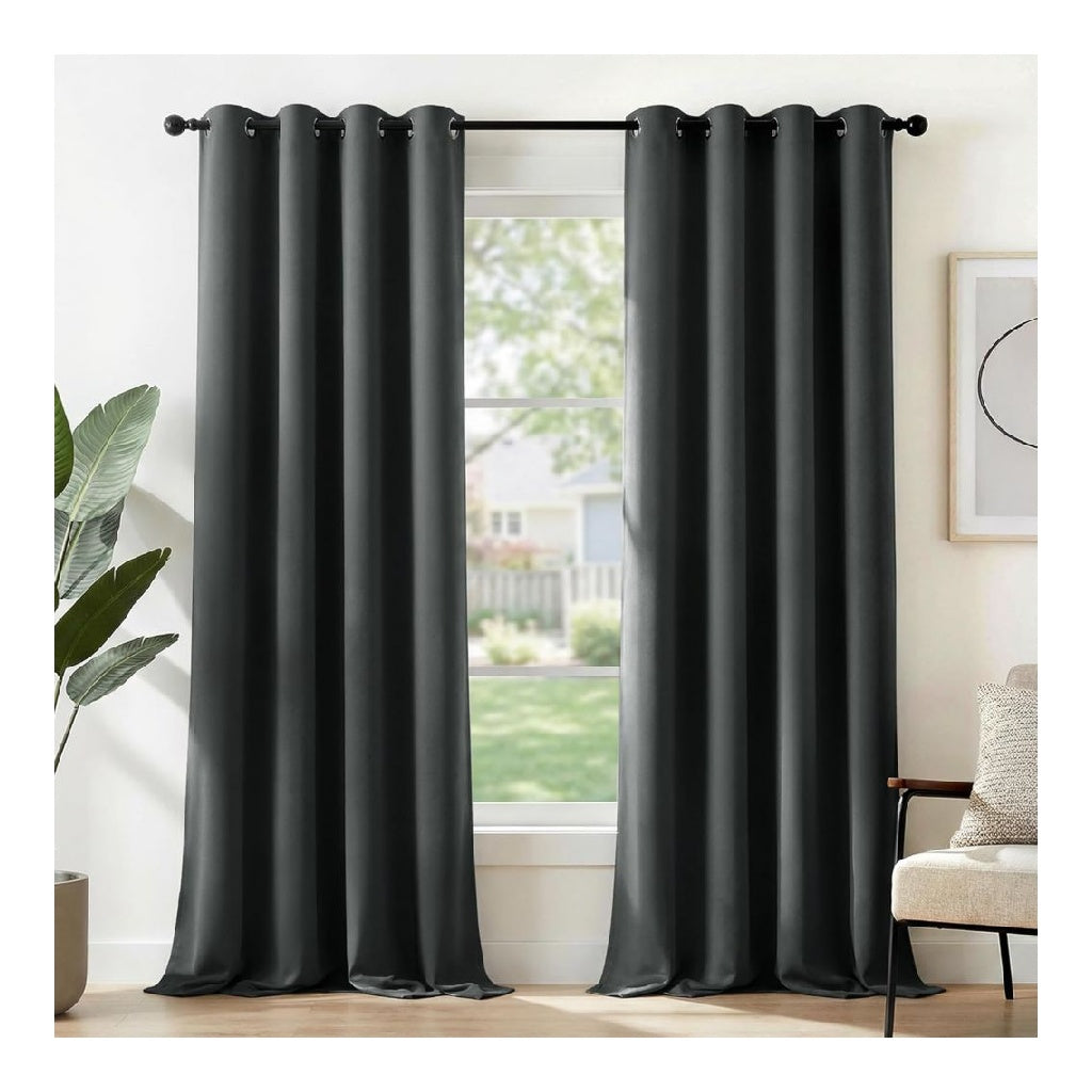 Deconovo Occultant Rideau Thermiques Anti Froid 140L X 240H cm Double Rideau Isolant AntiBruit Économie d'Énergie Idéal destiné à Chambre ainsi que Salon Gris Foncé 2 Pièces